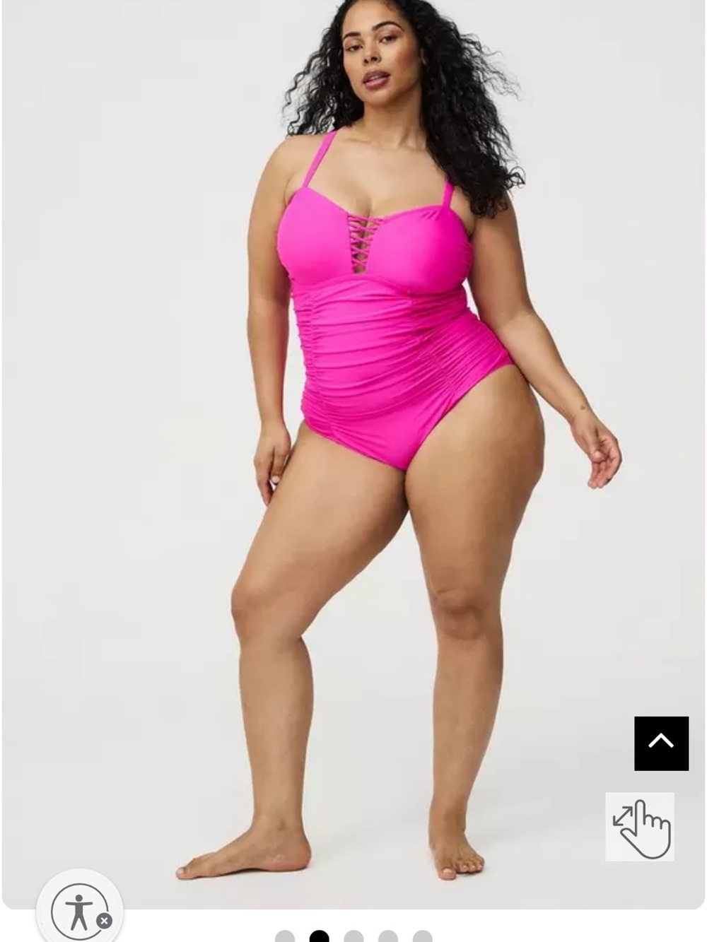 torrid Hot Pink Lace-Up Ruched One-Piece Swimsuit